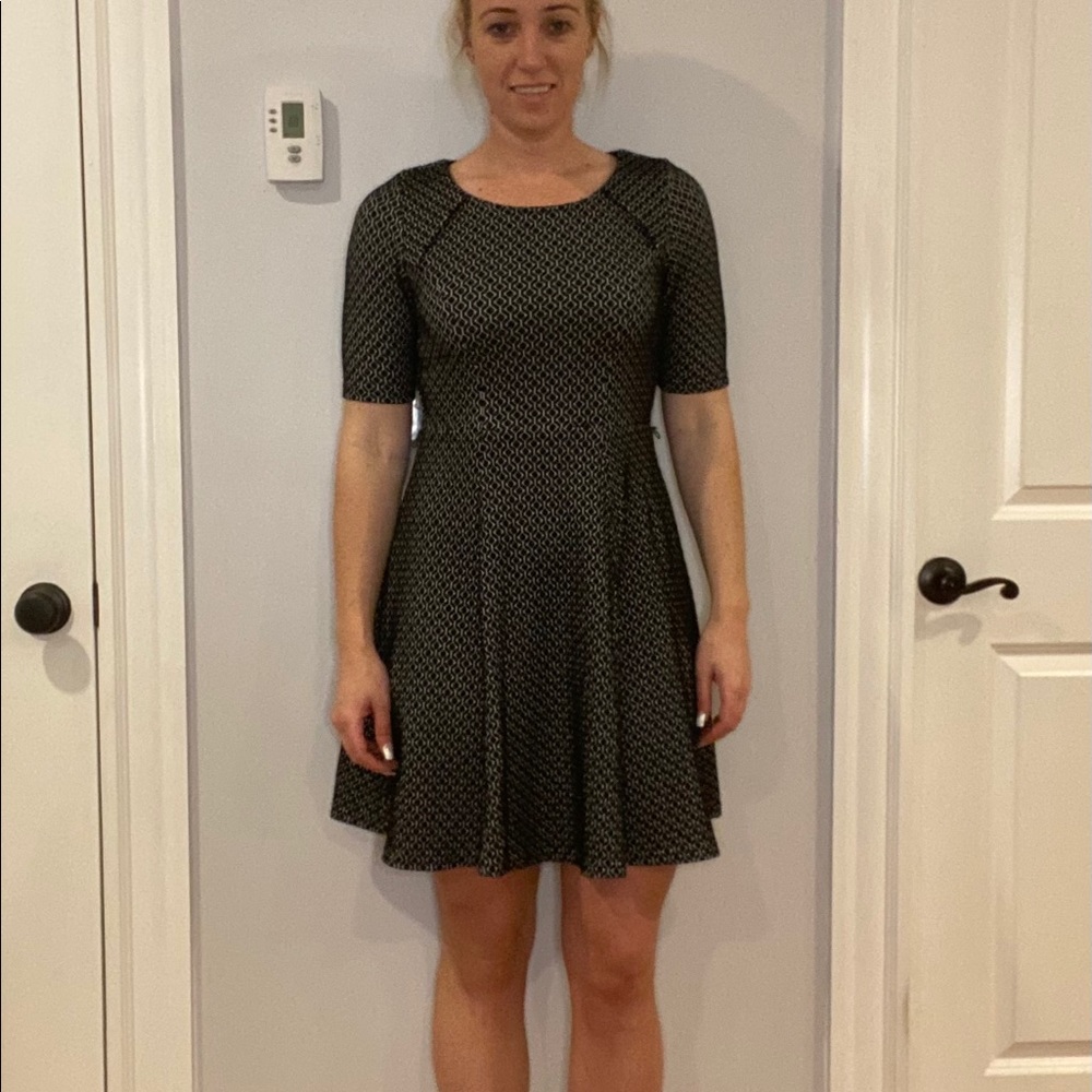 A-Line Black & White Pattern Dress